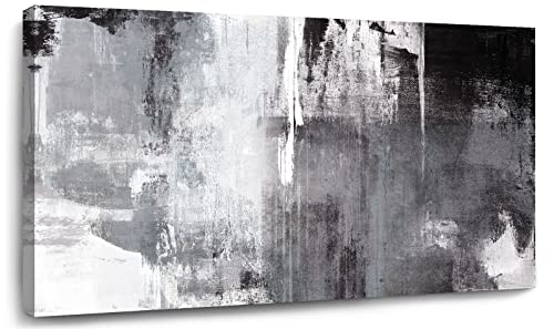 Kureful Black Abstract Wall Art Decor Grunge Room Decor Art Grey Canvas Wall Decoration 20