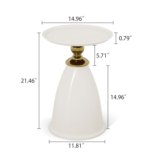 Luxury Round End Table, 15inch Iron Round Side Table Nightstand for Small Space, Modern Sofa Side Table Accent Table for Living Room Bedroom, Space Saving (Style 2-Blue)