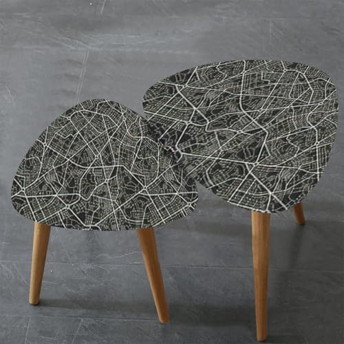 Triangle Nesting Coffee Table Set of 2 Forest Panorama View Pine Tree Landscape Spruce Silhouette Modern Minimalist Side Table Small End Table Leisure Tea Table Living Room Bedroom Office