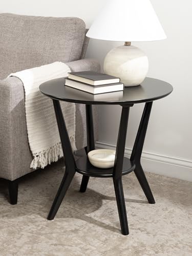 Kate and Laurel Nylah Modern Round Side Table for Use as Living Room Decor Accent or Bedroom Night Stand, 24x24x24, Black