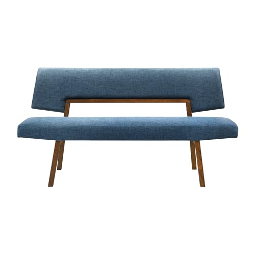 Armen Living Channell Modern Walnut Wood Dining Table Bench, 63