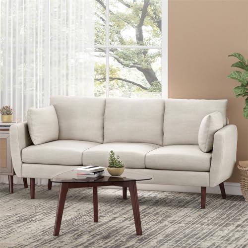 Modern Sofa for Living Room, Comfy Upholstered Sofa, 3 Seater Sofa Couch, Triple Couch with Wooden Support Legs for Apartment Bedroom Home Office