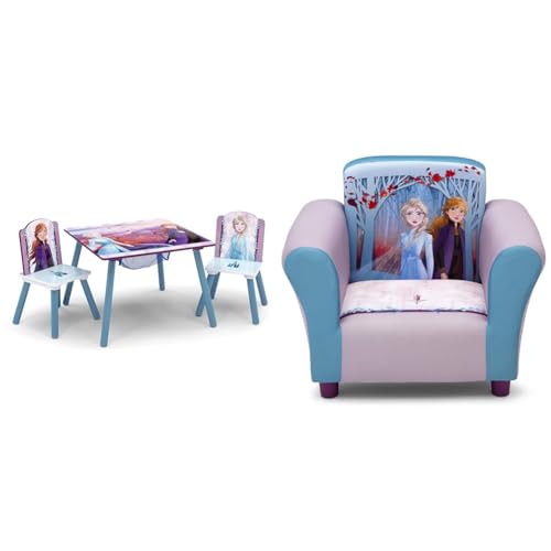 Delta Children Kids Table and Chair Set with Storage (2 Chairs Included) - Ideal for Arts & Crafts, Snack Time, Homeschooling, Homework & More, Disney Frozen II & Deluxe Toy Box, Disney Frozen II