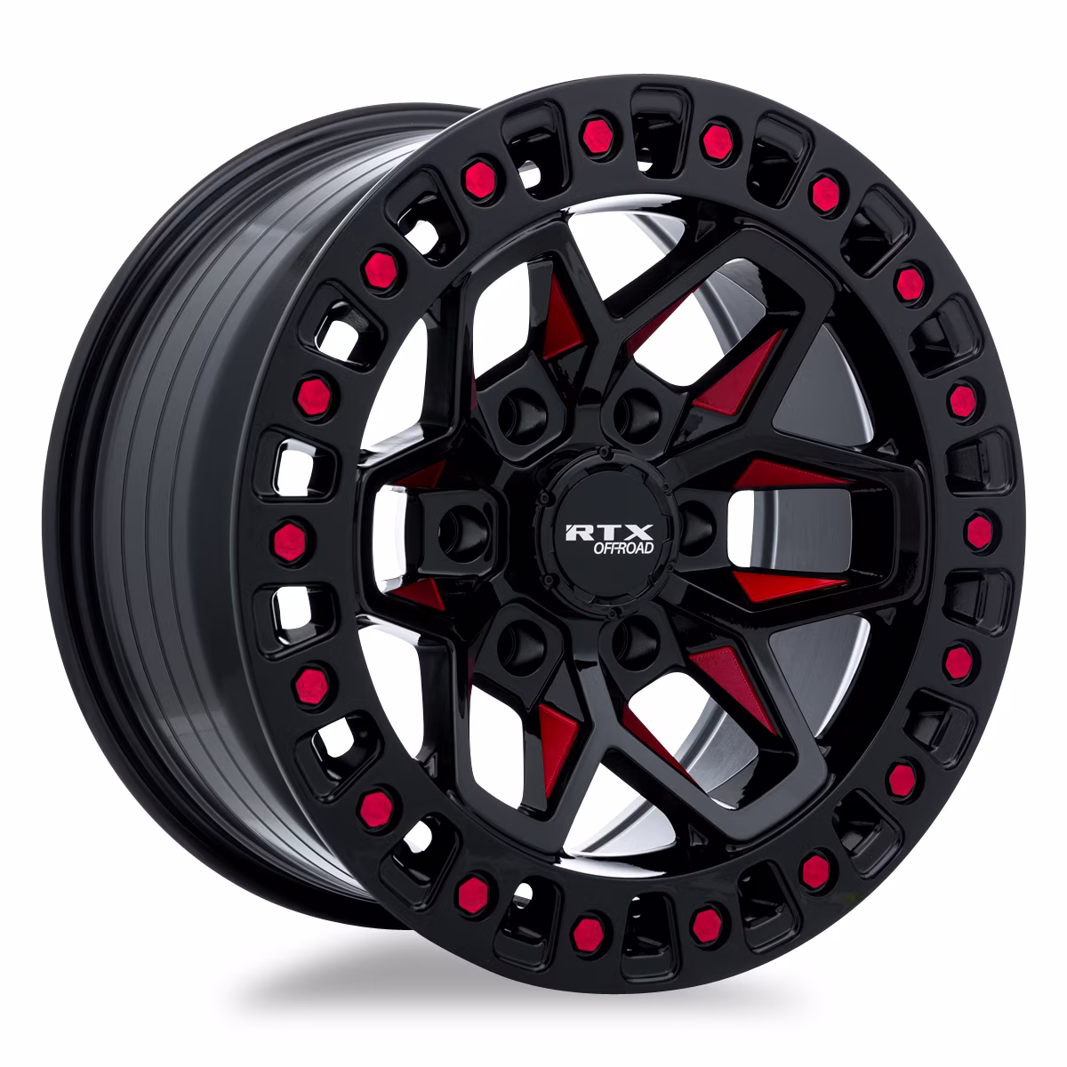 RTX Zion 18x9 6x139.7 ET0 CB106.1 Gloss Black Milled Red Wheel