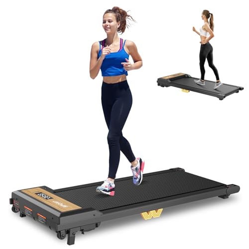 FUNRAY Walking Pad Treadmill - Under Desk Treadmill with 265LBS Weight Capacity, 2 in 1 Portable Walking Treadmill for Home/Office with Two Ways of Control, Compact Treadmill for Walking/Running