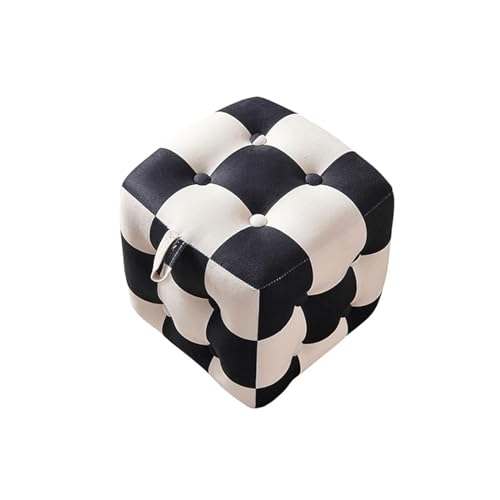 Footstools Checkerboard Storage Stool High Elastic Sponge Step Stool Pouffe Storage Stool for Hallway Living Room Creative Stool Couch(Purple)