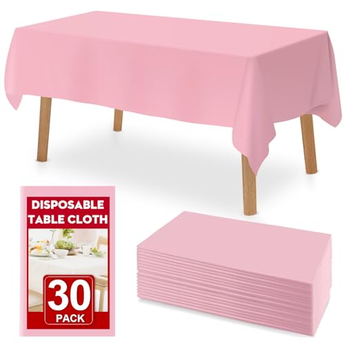 50 Pack White Plastic Table Cloths Disposable，54 x 108 Inches Plastic Table Cover for Rectangle Tables，Disposable Tablecloth for Dinning，Parties，BBQ，Wedding，Outdoor