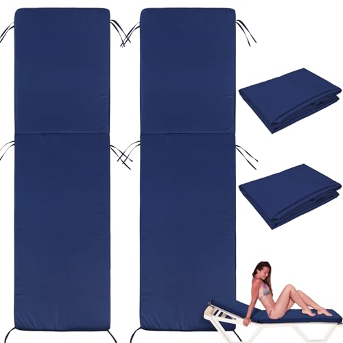 2 Pcs Waterproof Chaise Lounge Cushion Cover Outdoor (Not Includes Cushion) 72 x 21 x 3 Inch Chair Cushion Replacement Cover Chaise Cushion Slipcover with Zipper Ties (Light Grey)