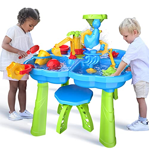 Kids Water Table for Toddlers 3-5, 4-Tier Outdoor Water Play Table Toys for Toddlers Kids Boys Girls, Kids Water Sensory Tables Summer Outdoor Toys for Toddlers Age 3 4 5 6 7 8