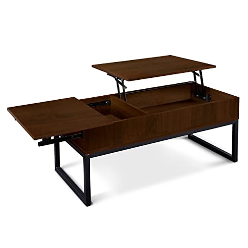 Fencer Wire Lift Top Coffee Table w/Sliding Drawer, Rising Tabletop Coffee Table w/Hidden Compartment & Sliding Drawer, Storage Coffee Table w/Lift & Sliding Top for Living Room, 41