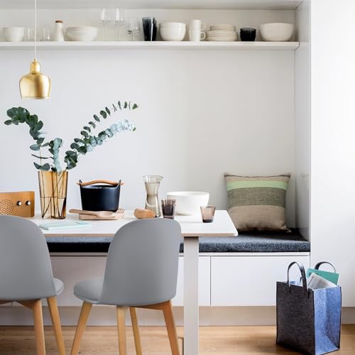 2xhome Eiffel Mid Century Modern Dining Side Chair with Black Wood Legs, White