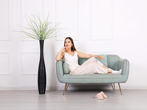 Leewadee Decorative Tall Floor Vase for Living Room Decor, 34 inches, White, Resin