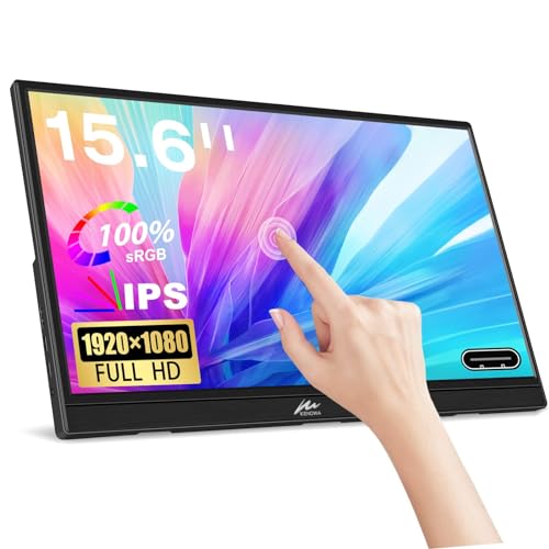 Kenowa Touchscreen Portable Monitor 15.6 Inch FHD IPS 1080P Laptop Monitor USB C HDMI Port HDR External Monitor Built-in Speakers and Stands Travel Monitor for Laptop/PC/Mac/XboxPS4/5/Switch/Phone