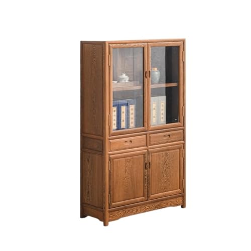 Chinese Storage Display Cabinet Wooden Kitchen Sideboard Glass Door Bookcase Restaurant Decorative Cabinet