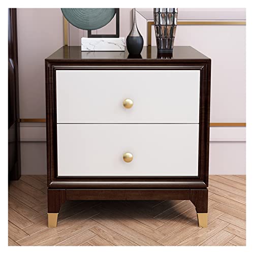 Light Luxury Nightstand, Modern Solid Wood Bedside Tables with 2 Drawers, Wooden Night Stands, Side Table Storage Corner Cabinet for Bedroom Home Furniture (Color : A)