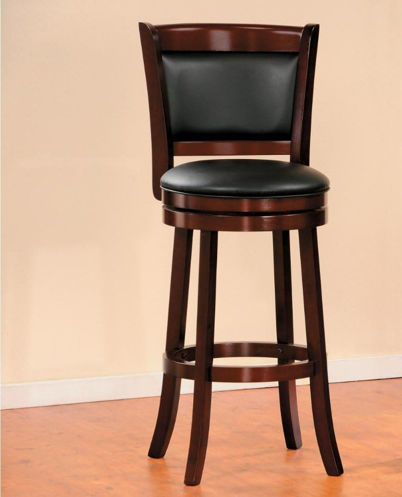 Benzara Wooden Bar Stool with Padded Seat, Brown