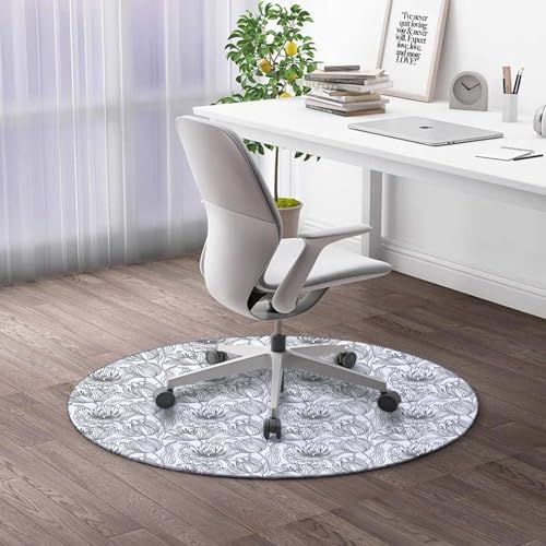 Round Rug 44 in Stained Glass Office Chair Mat Colorful Floor Protectors for Chairs Desk Rug Wood/Tile Protection Mat for Office Home