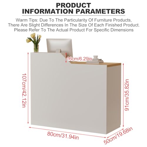 Retail Checkout Counter Front Desk Reception Counter Retail Counter Reception Counter Table with Drawers Modern Welcome Desk for Lobby Beauty Salon Clothing Store Milk Tea Shop.(White+stone grain)