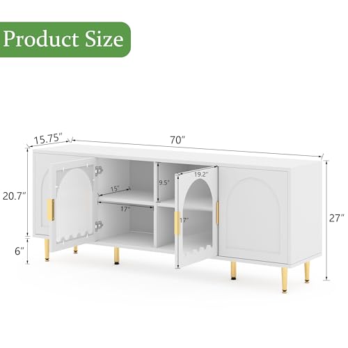 TV Stand for 65 70 75 80 Inch TV, Large Black Glass Entertainment Center with Storage & Bookshelves, Mid Century Modern Media Console Table for Television, Under TV Cabinet for Living Room,Bedroom