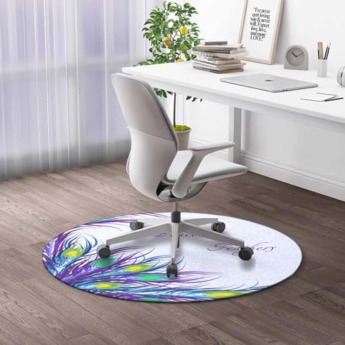 Round Rug 5 FT Stars Chair Mat for Carpet Watercolor Thick Hard Floor Protector Anti-Slip Desk Mat Floor Mat for Office Chair