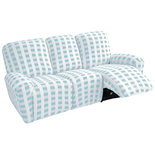 8-Piece Loveseat Recliner Slipcover Stretch Jacquard Pattern Recliner Sofa Cover 3 Seater Washable Reclining Couch Cover with Pocket Fitted Furniture Protector Cover(Orange)