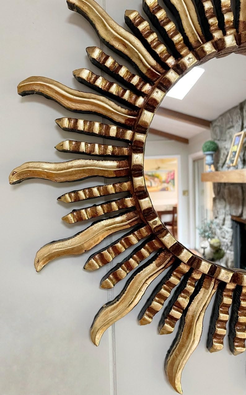 Sunburst Mirror, Sunglasses, Gallery Mirror, Coastal, Tropical, Handmade Gold Mirror