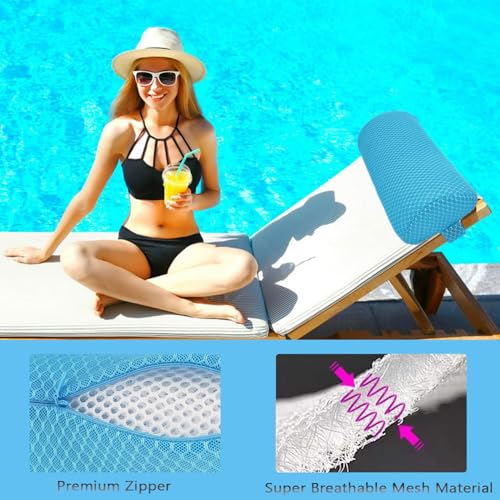 Headrest Pillow for Patio Chaise Lounge,Chaise Lounge Pillows outdoor 3D air mesh with Elastic Band,Quick Drying and Washable Spa Pillow for Recliner,Beach Chair,Office Chair