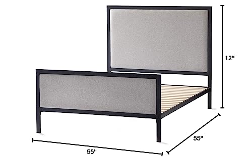 MALOUF Furniture Designer Clarke Bed Set–Includes a Headboard and Base –All Steel Construction–Available in 5 Colors Platform, Cal King, Stone