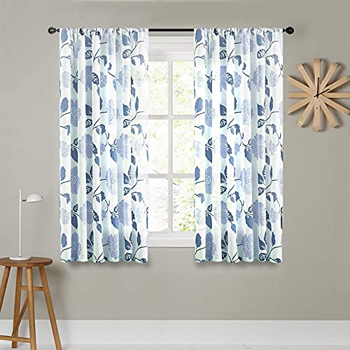 MRTREES Voile Sheer Curtain Panels, Sheer Curtains Drapes Rod Pocket, Flower Printed Embroidery Window Curtain Treatments for Bedroom Living Room Bathroom Window(2 Panels, 54x63 Inches, Grey)