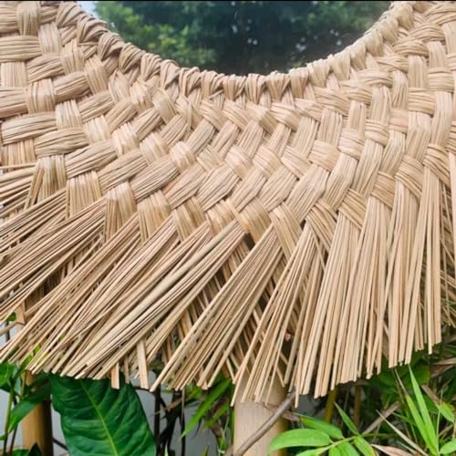 Ohilo Handmade Seagrass Bohemian Round Mirror Wall Hanging | Rattan Boho Decor for Living Room, Bedroom, Bathroom 70cm Overall Diameter, 30cm Mirror (Black)