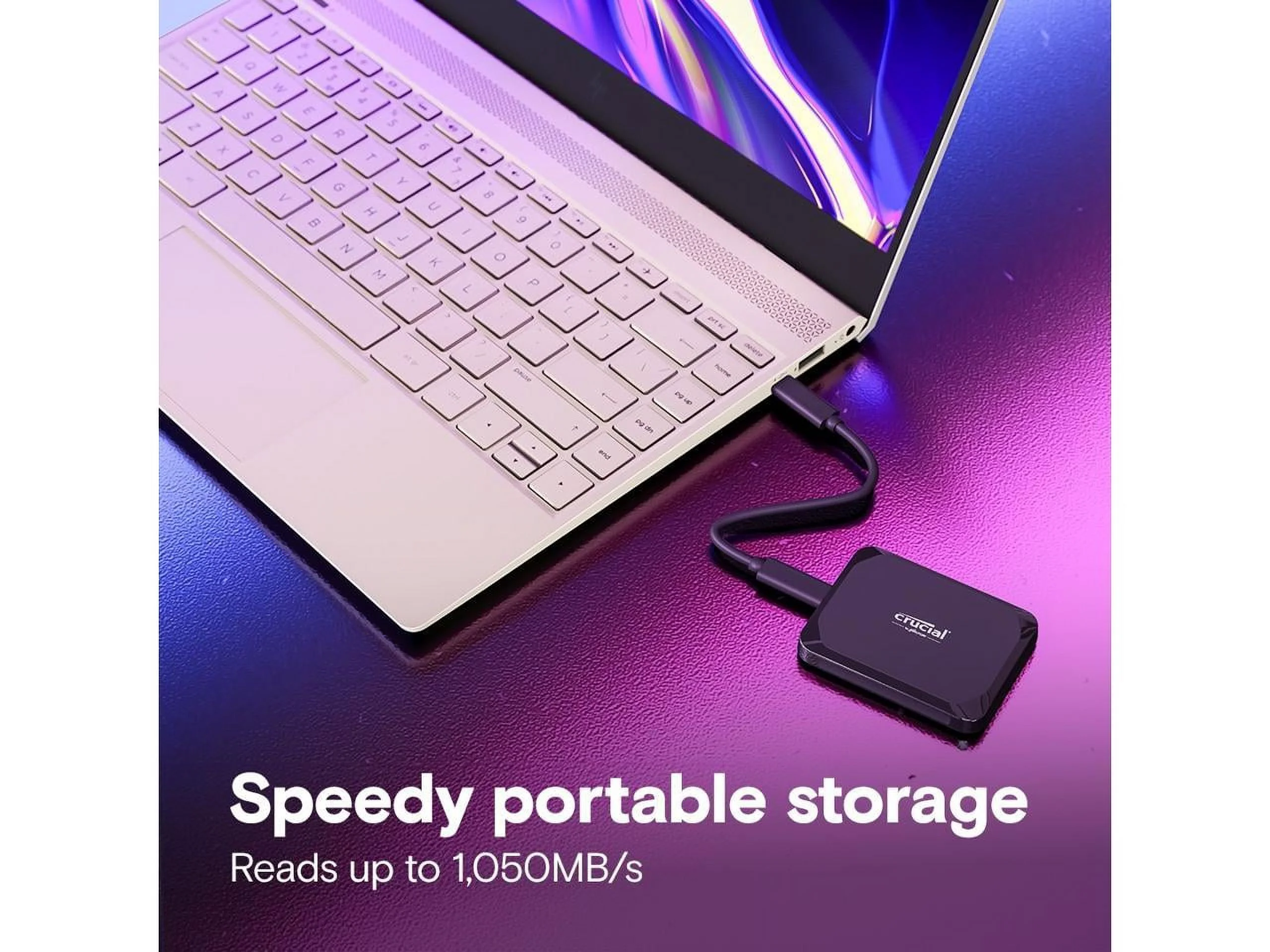 Crucial X9 1TB Portable SSD - 1050MB/s Read Speed - PC & Mac Compatible - USB 3.2 External SSD - CT1000X9SSD9