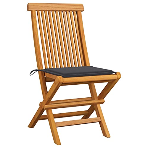 Patio Chairs,Outdoor Furniture Leisure Chairs Lawn Chairs Deck Chair Beach Chairs Sun Chair Suitable for Outdoor, Garden, Balcony and Campsites with Anthracite Cushions 8 pcs Solid Teak Wood