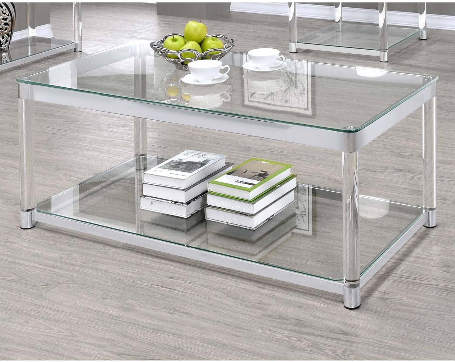 Coaster 720748-CO Glass Top Coffee Table, Chrome