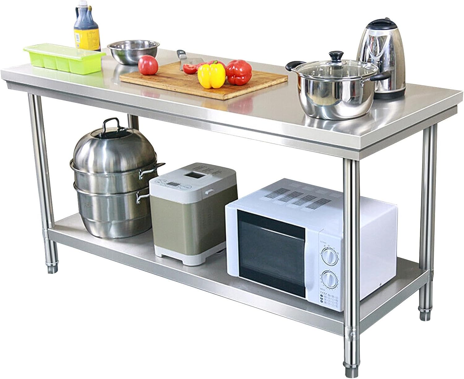 Stainless Steel Work Table | 24x20x31 Inches Stainless Steel Work Prep Table Open Base,Legs Adjustable Table Restaurant Appliances for Cafeterias, Clean Rooms, Hotels