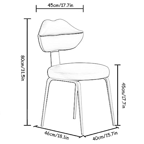 PU Leather Dining Chairs Mid Century Modern Upholstered Armless Accent Chair with Metal Legs for Kitchen,Dining Room, Living Room, Lip-shaped Backrest