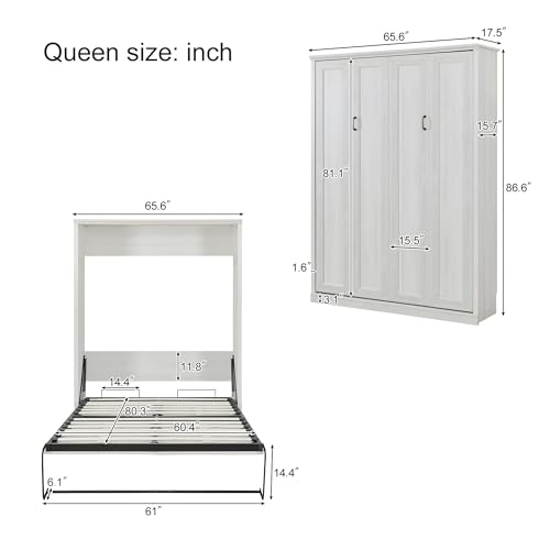 Full Size Murphy Bed Space-Saving Bed Perfect for Guest Room Bedroom Home Office, Hidden Wall Bed Cabinet Can be Folded into a Chest No Box Spring Needed