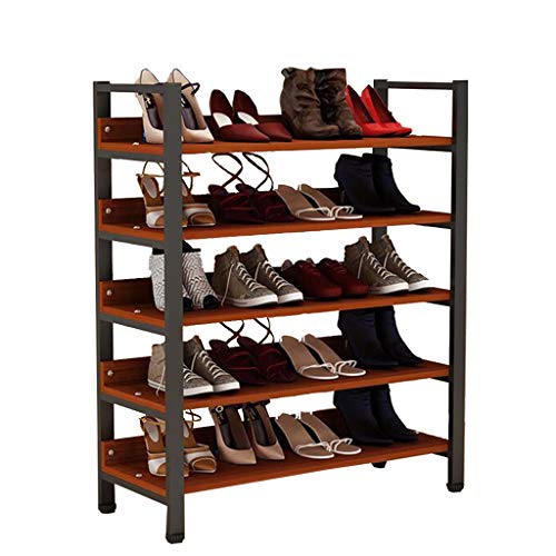 Shoe Storage Shoe Rack Organizer Shelf Shoe Rack 60/80cm Wide Slippers Storage Shelves Organizer Multi-functional Plant Shelf Indoor and Outdoor Saves Space Black Frame + Brown MDF