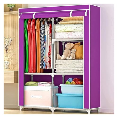 Portable Closets Portable Wardrobe Cloth Wardrobe Wardrobe Bedroom Small Thickened Bedroom Dormitory Household Single Clothes Storage Cabinet Rental Room Simple Fabric,B Portable Cloth Hanger -B(Chris