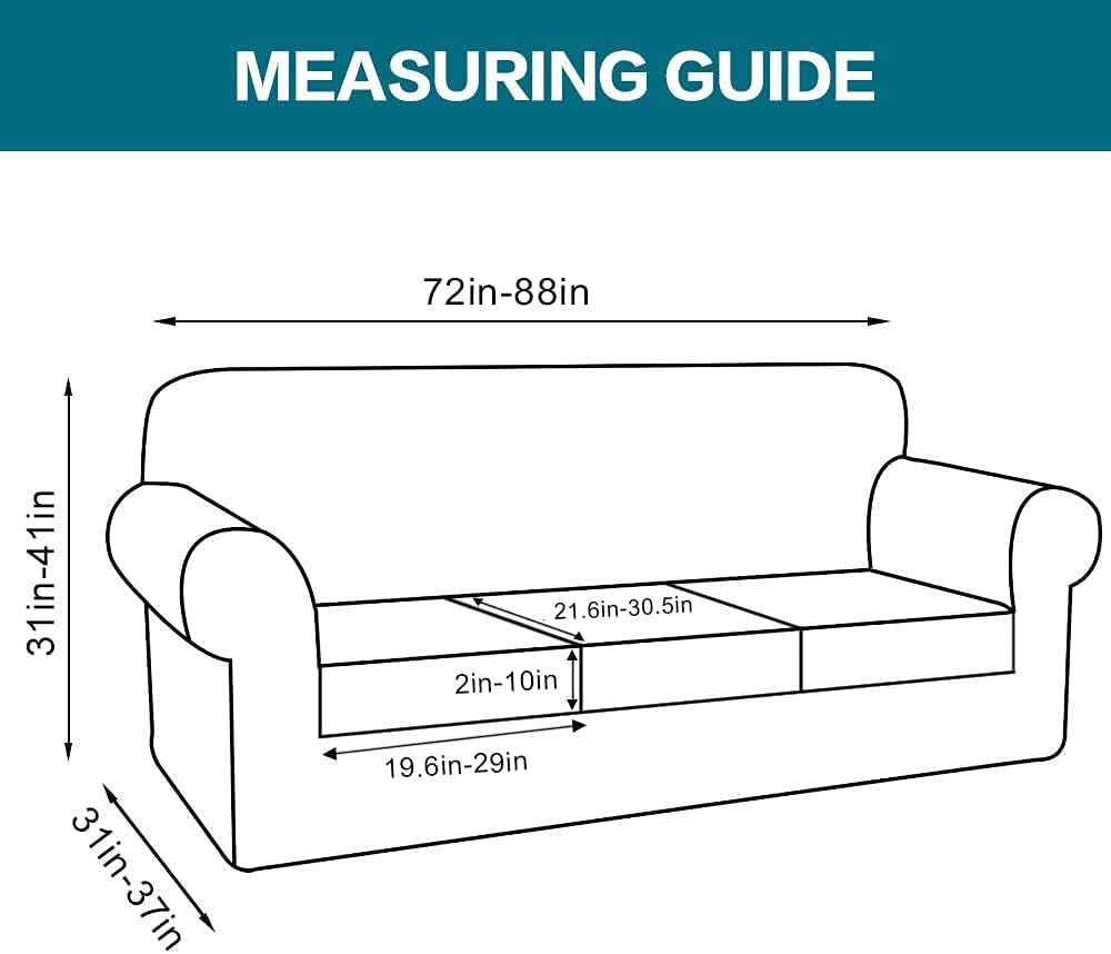 Turquoize Stretch Sofa Covers for 3 Cushion Bundle Loveseat Cover for 2 Cushion Bundle Armchair Cover, Sofa Furniture Covers with Individual Cushion Covers, Black