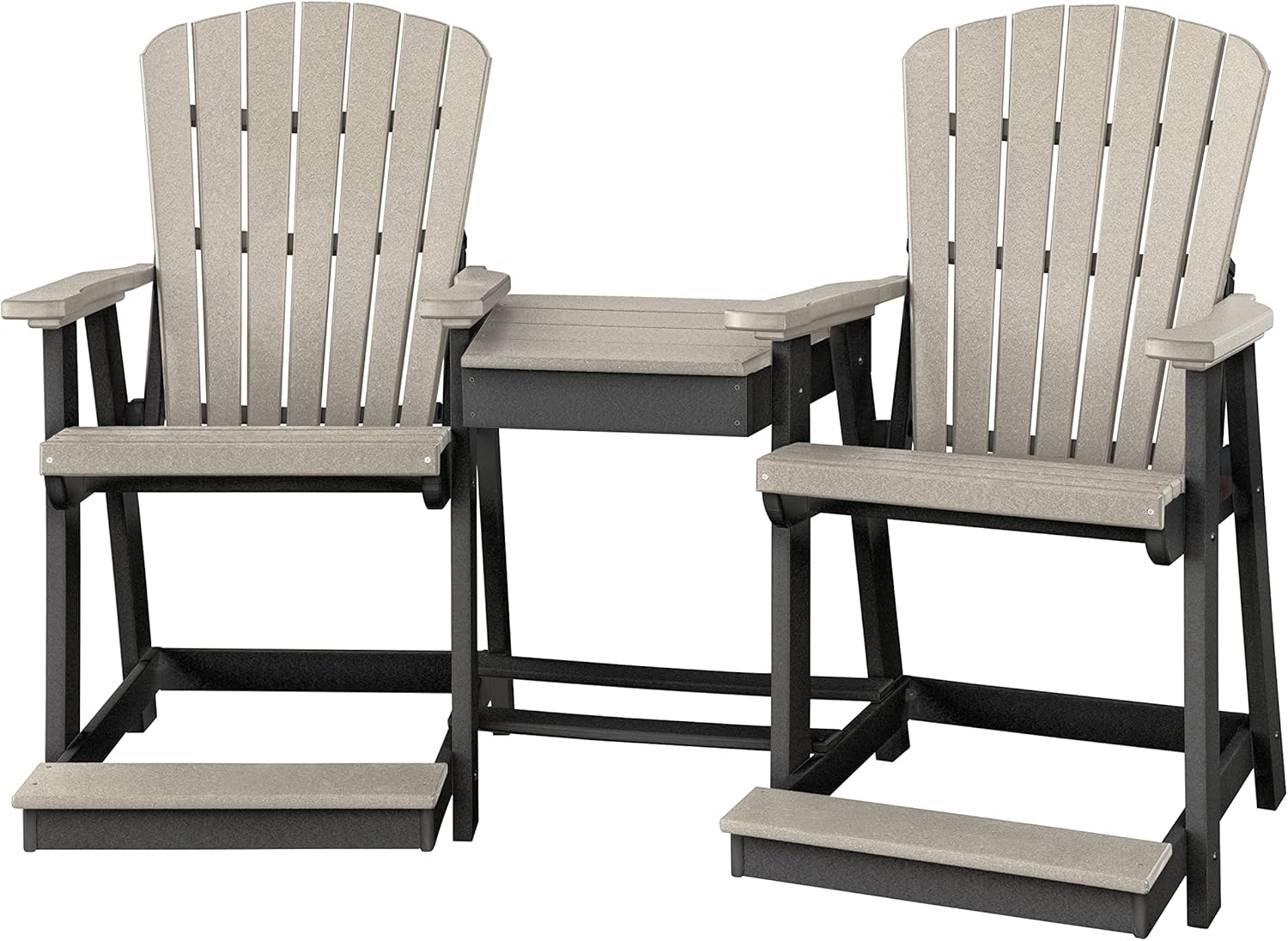 American Furniture Classics Counter Height Settee Table Combo, Weatherwood and Black