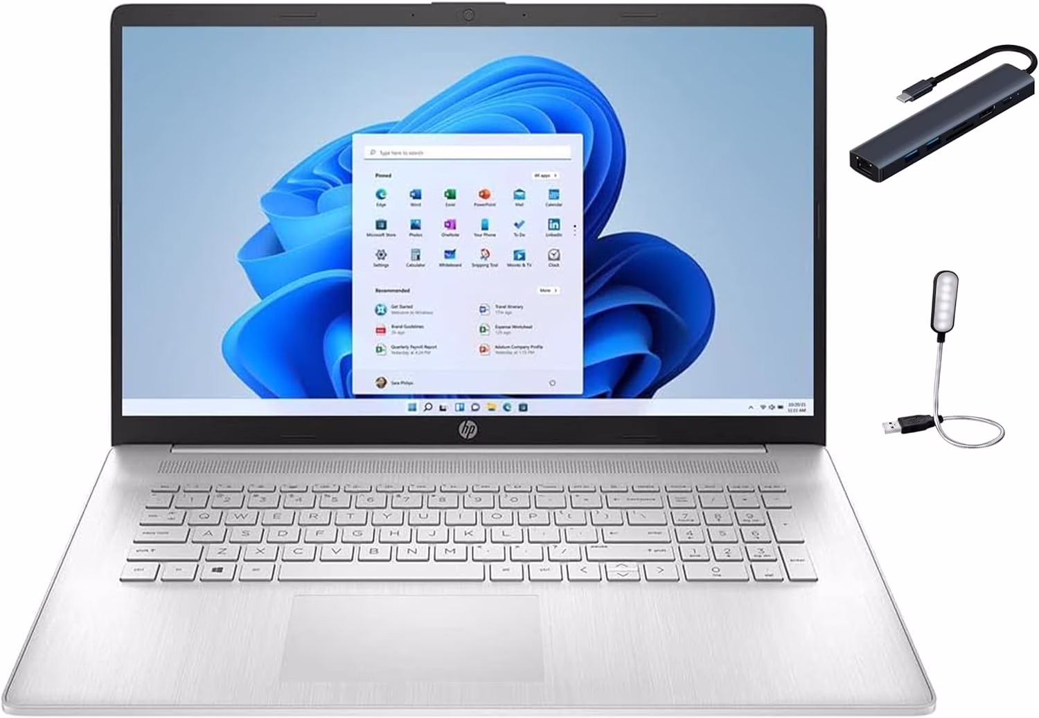 HP 17.3'' Diagonal HD+ Touch Display Laptop, AMD Ryzen 3 3250U, 24GB DDR4, 256GB SSD, AMD Radeon Graphics, HD Webcam, WiFi 6, Bluetooth, 1-Year 365 Office, Win10, Silver with Mazepoly Accessories