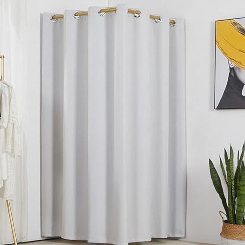 Dressing Room Wall-Mounted Fitting Room with High Shading Rate Curtain Kit Portable Changing Room Large Space Fashion Metal Dressing Room Save Space, 95X95CM