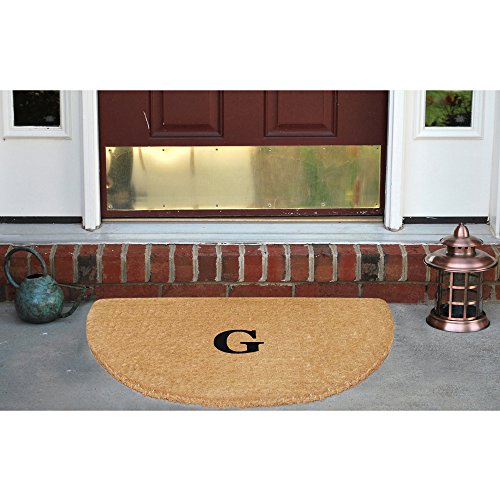 Monogrammed Half Moon Coir Mat: Luxury Entryway, Non-Slip Entryway Mat Weather Resistant for Front Door, Patio, Porch 22
