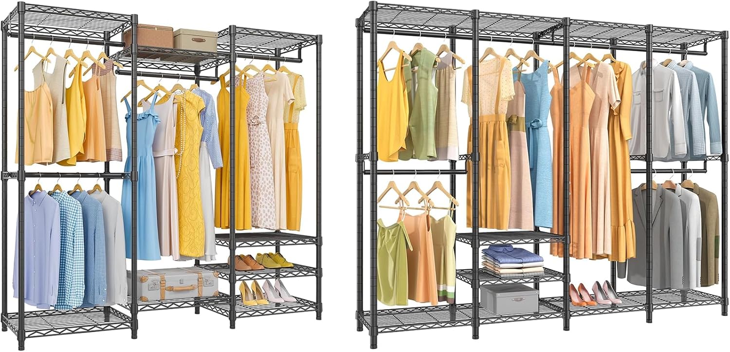 VIPEK V5 Medium & V40 Garment Rack Bundle, Portable Closet Wardrobe & Heavy Duty Clothes Rack with Adjustable Shelves