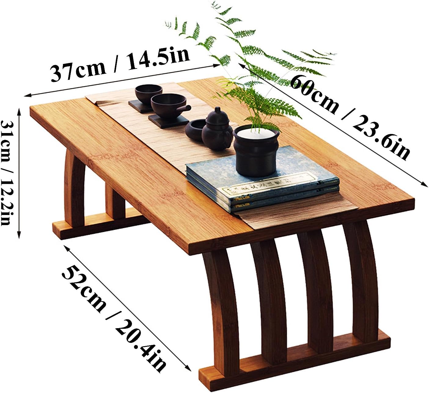 Portable Wooden Coffee Table Laptop Low Table Modern Farmhouse Side Table Japanese Floor End Table Rustic Natural Sofa and Console Table Home/Commercial