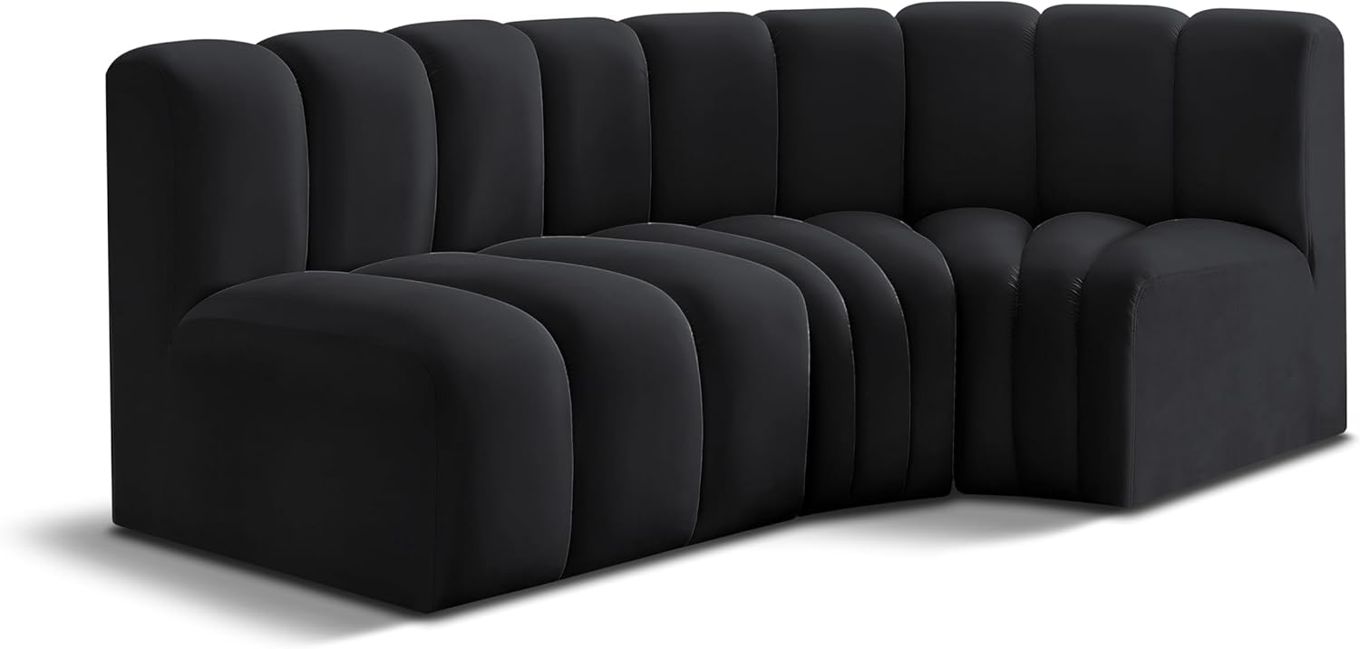 Meridian Furniture Arc Collection Modern | Contemporary Sofa with Soft Velvet, Deep Channel Tufting, Modular Design, 84