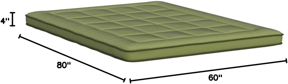 MAXYOYO Japanese Futon Mattress Queen Mattress Roll Up Mattress Floor Bed Floor Mattress for Adults Grid Foldable Mattress for Floor Plaid Checkered Guest Bed Camping Queen Bed Mattress Pad, Green