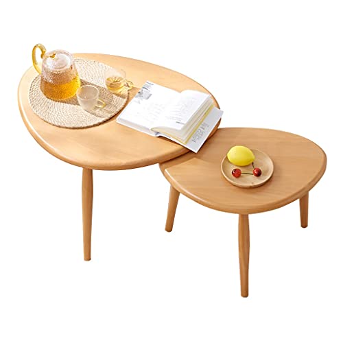 Wood Nesting Coffee Table, Scandinavian Minimalist Style Solid Wood (Beech) Low Table, Living Room Furniture Sofa Small Side Table End Tables (Color : B, Size : 64.5X48.5X42.9CM)