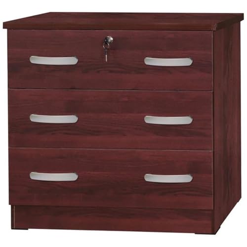 Better Home Products Cindy Wooden 3 Drawer Chest Bedroom Dresser in Black