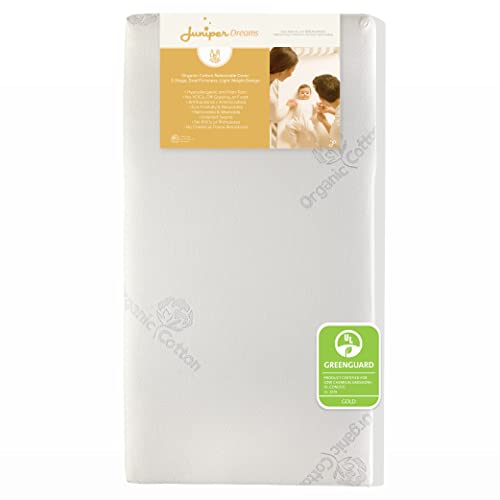 Mini Crib Mattress & Celsius Cool Cover | Dual-Firm Toddler Bed Mattress | Hypoallergenic Bundle Fiber Cooling Mattress for Infants & Toddlers | Greenguard Gold Certified